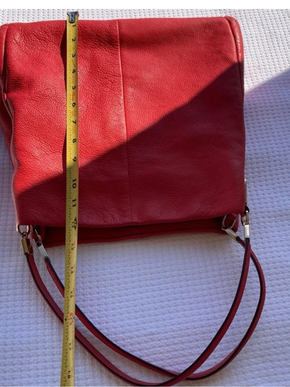 COACH Madison Phoebe Tumbled Cardinal Red Leather 3 Section Shoulder Bag